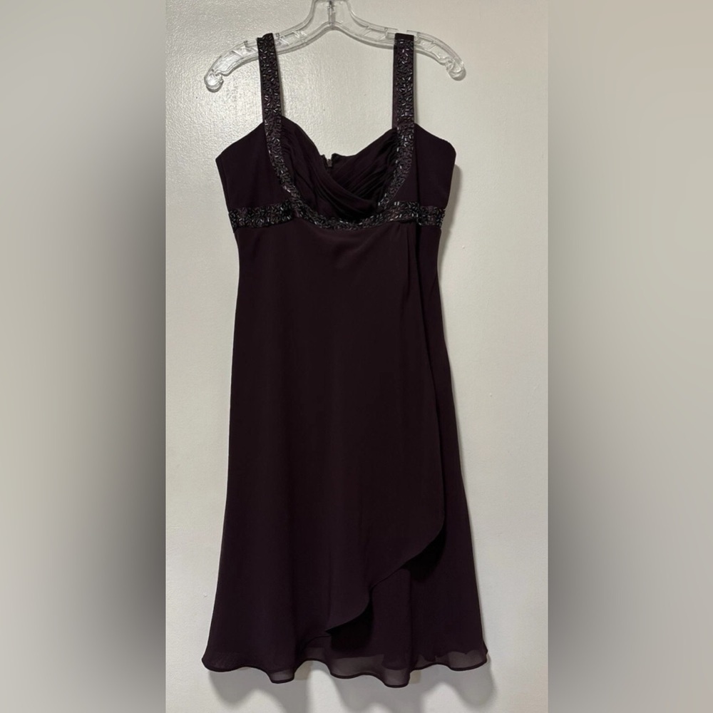✨ SL Fashions‎ Purple Beaded Evening Dress Size 12 Elegant ✨ - Picture 3 of 8